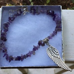 Purple Amethyst Angel Wing Ankle Bracelet